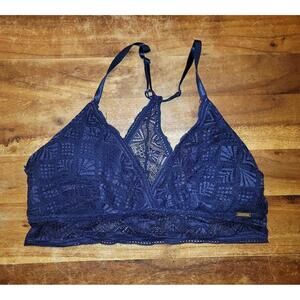 NAUTICA Ladies Size XL Blue Lace Bralette Straps Criss Cross Back